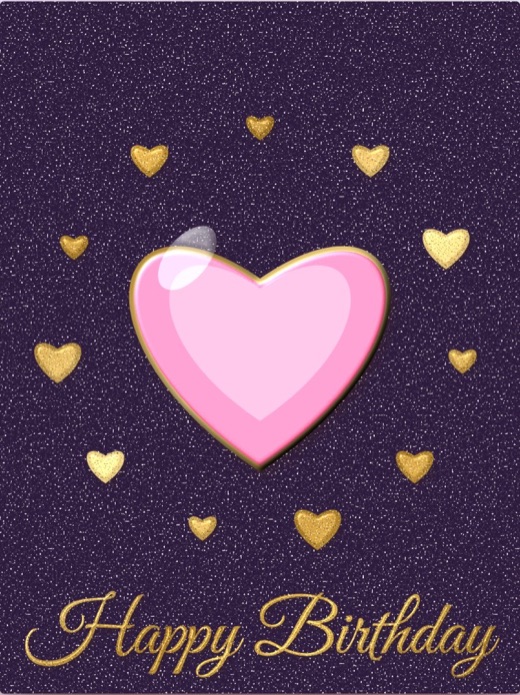 Glitter Heart: a puffy pink heart among little gold hearts