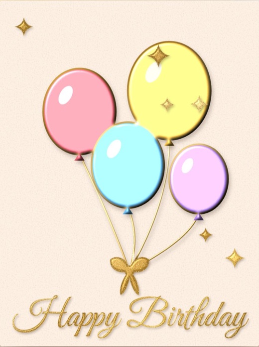 Up & Away: a bunch of pastel balloons over “Happy Birthday”